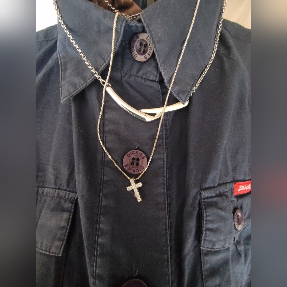 Silver Metal Chain Cross 💠✝️ 8.5" Chain Necklace - Picture 16 of 16